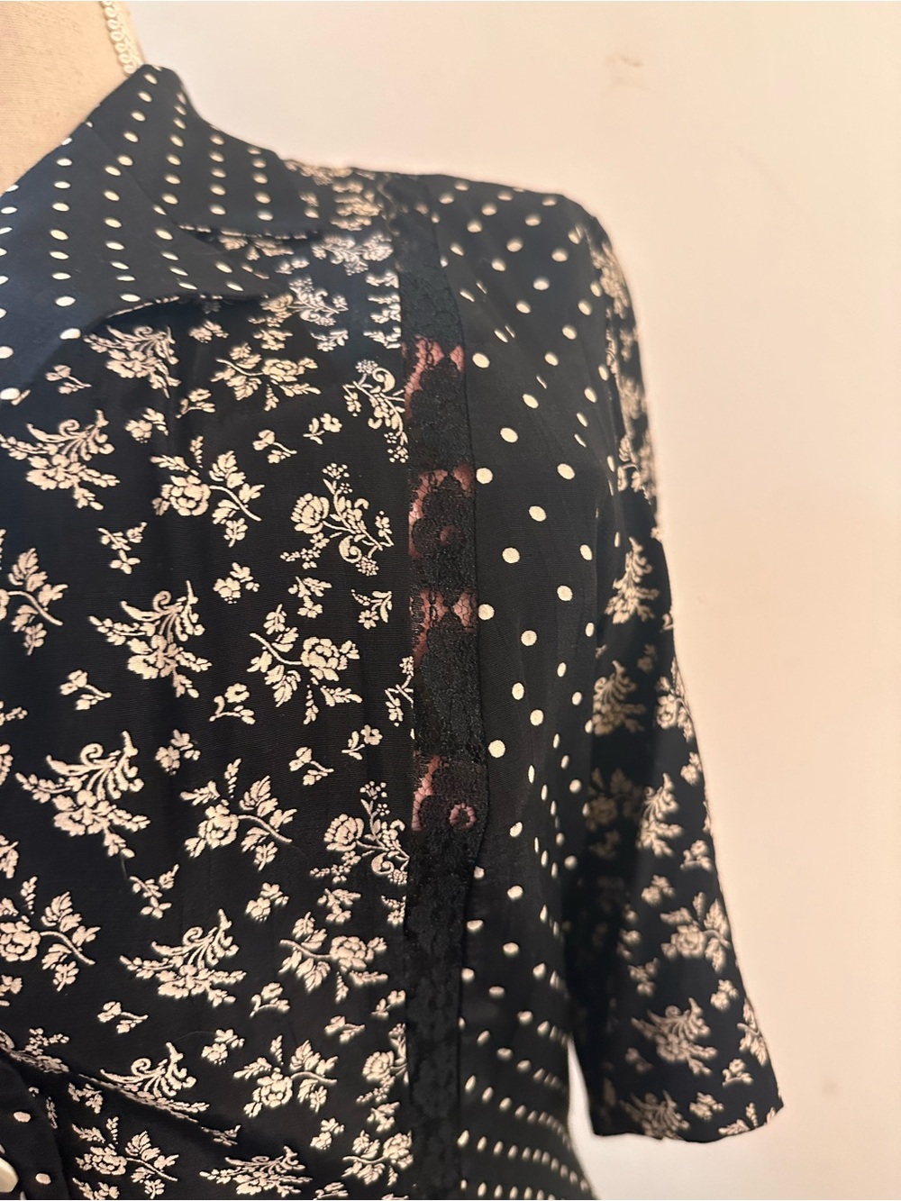 Gala Blanc Black and White Mixed-Print Button-Front Mini Dress - Picture 6 of 10